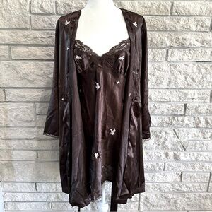 Morgan Taylor intimates women M two-piece robe nightgown chocolate NWT